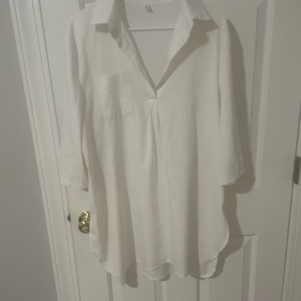 Big white tunic shirt white large